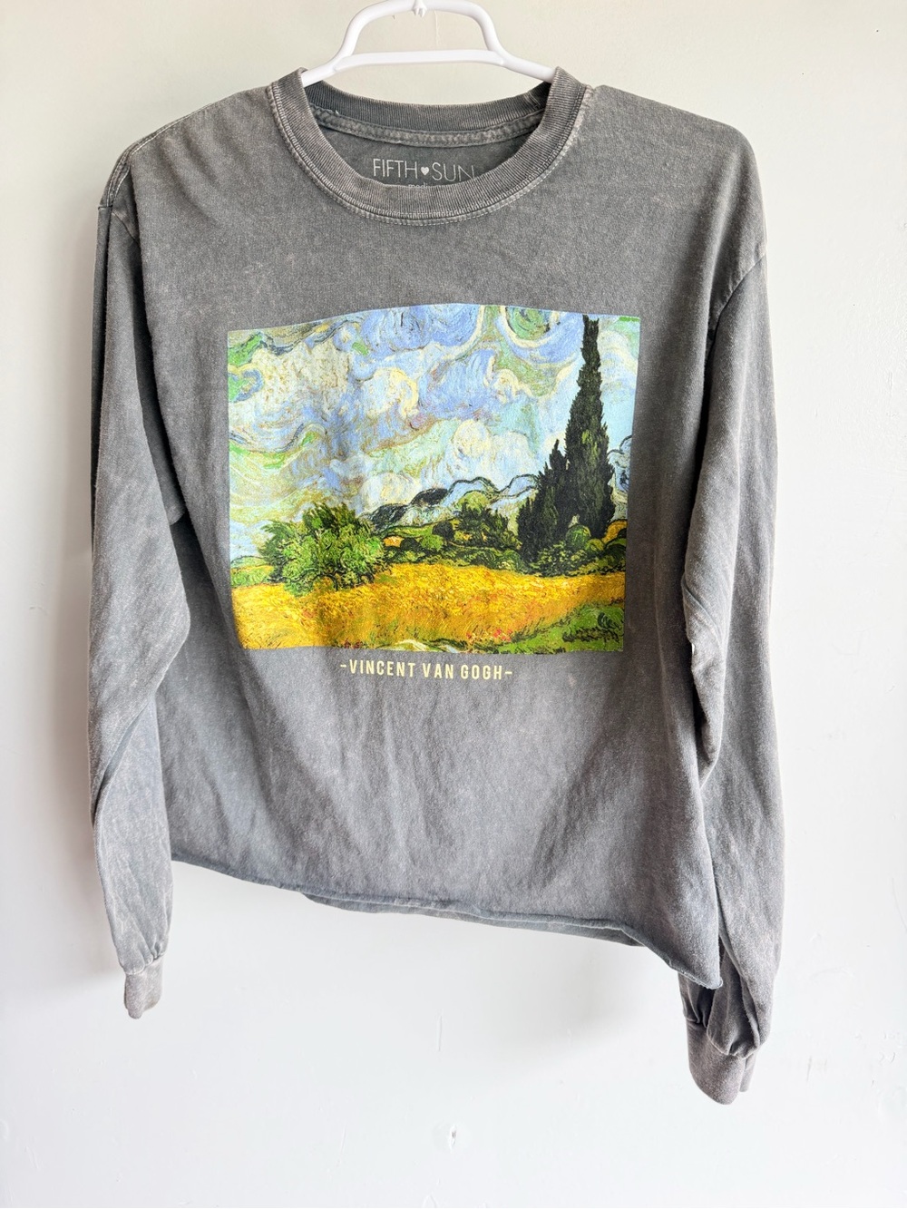 Fifth Sun Grey Sweatshirt with Yellow & Blue Van Gogh Landscape Print